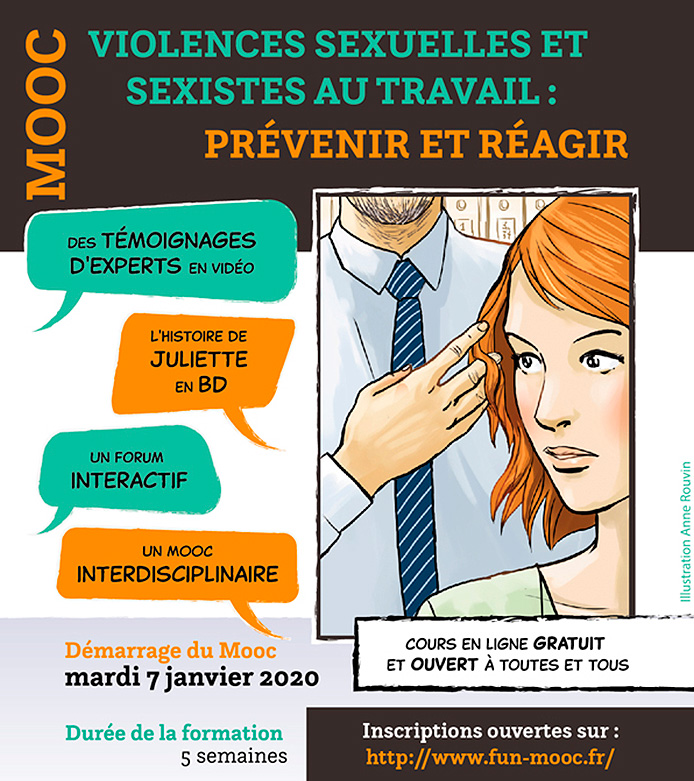 Affichette MOOC : Violences sexuelles et sexistes au travail : prévenir et réagir
